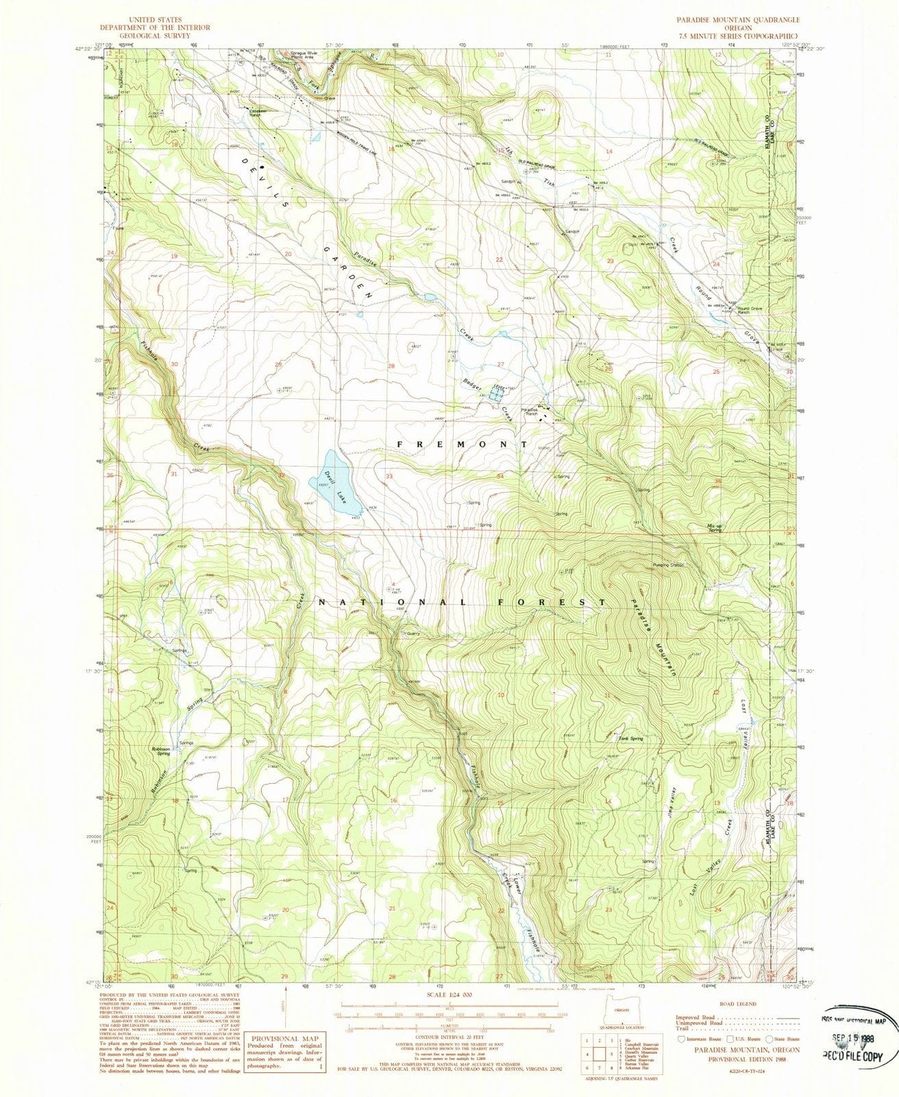 1988 Paradise Mountain, OR - Oregon - USGS Topographic Map