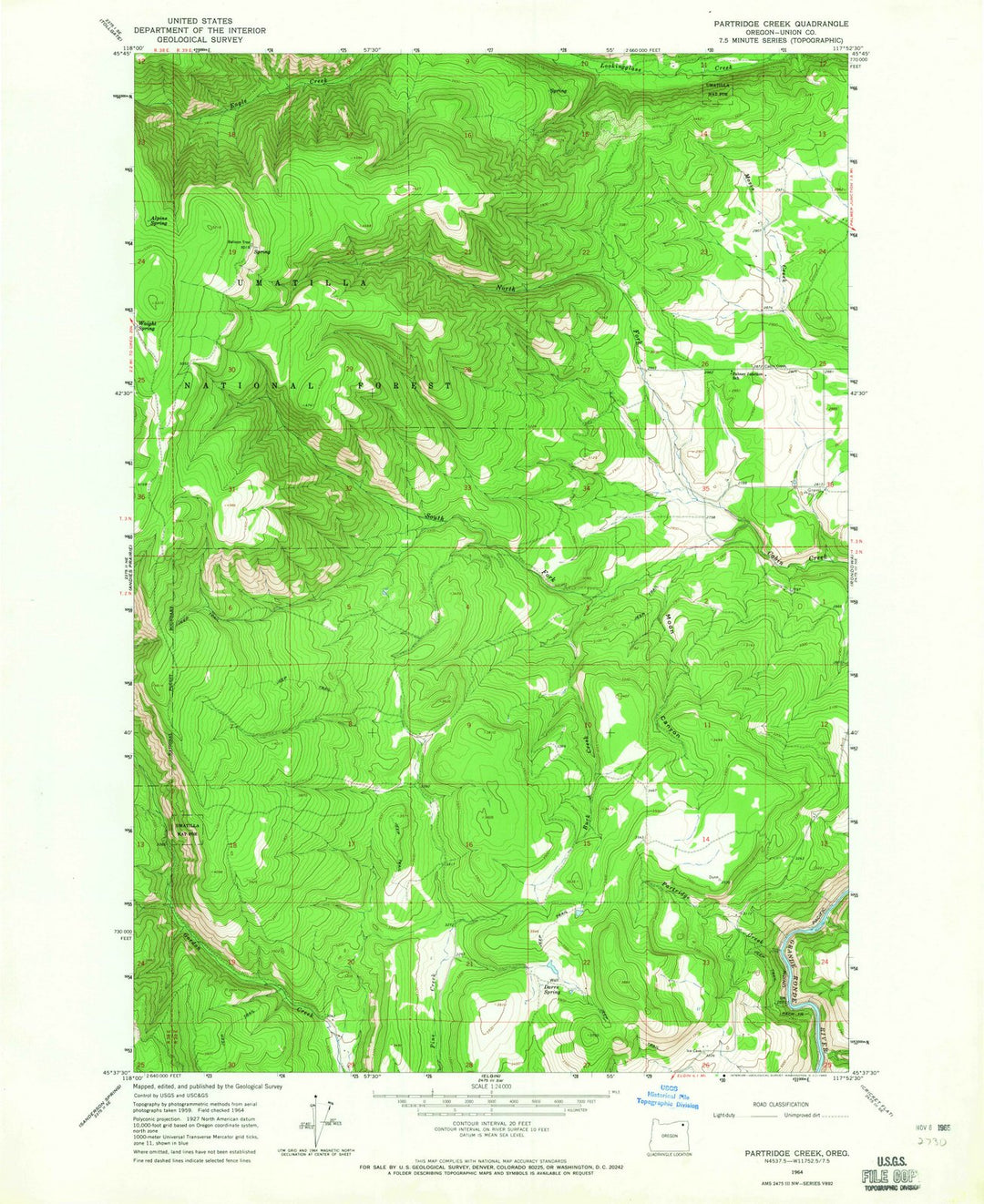 1964 Partridge Creek, OR - Oregon - USGS Topographic Map
