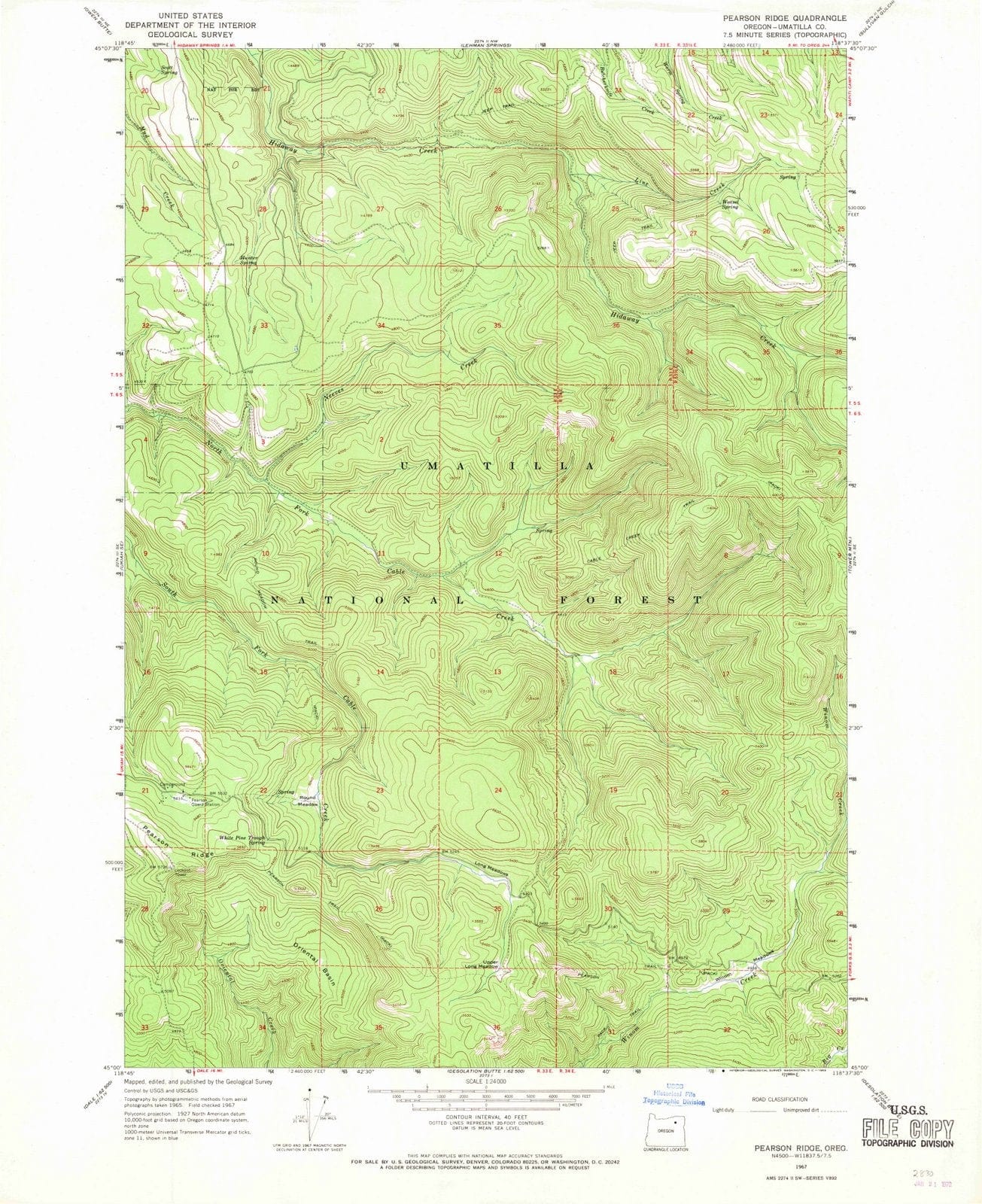 1967 Pearson Ridge, OR - Oregon - USGS Topographic Map