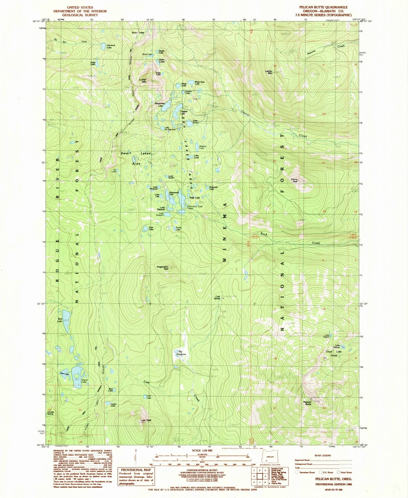 1985 Pelican Butte, OR - Oregon - USGS Topographic Map
