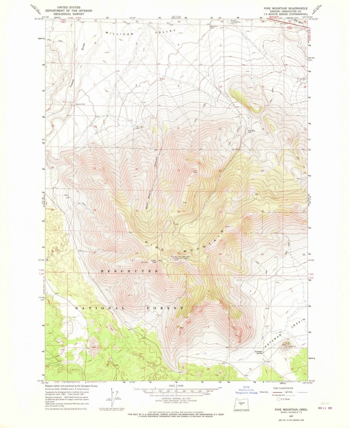1967 Pine Mountain, OR - Oregon - USGS Topographic Map