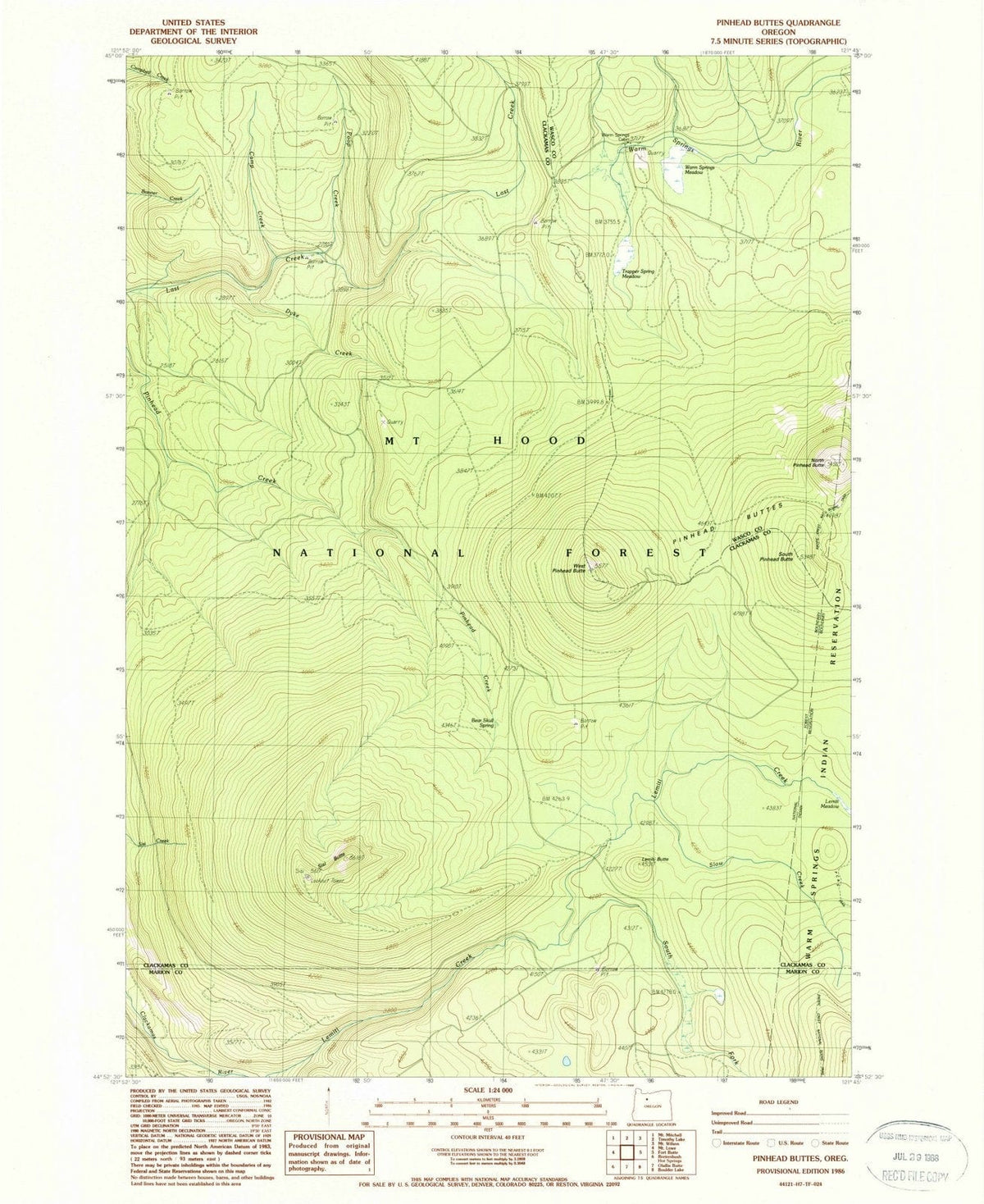 1986 Pinhead Buttes, OR - Oregon - USGS Topographic Map