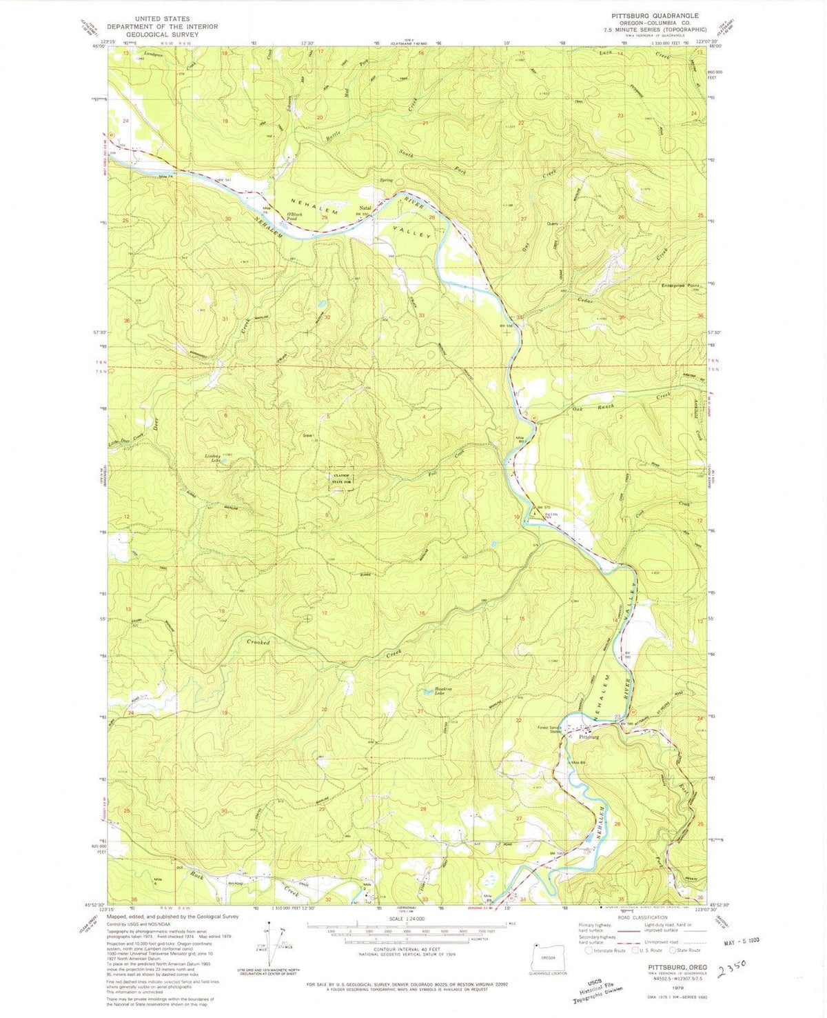 1979 Pittsburg, OR - Oregon - USGS Topographic Map