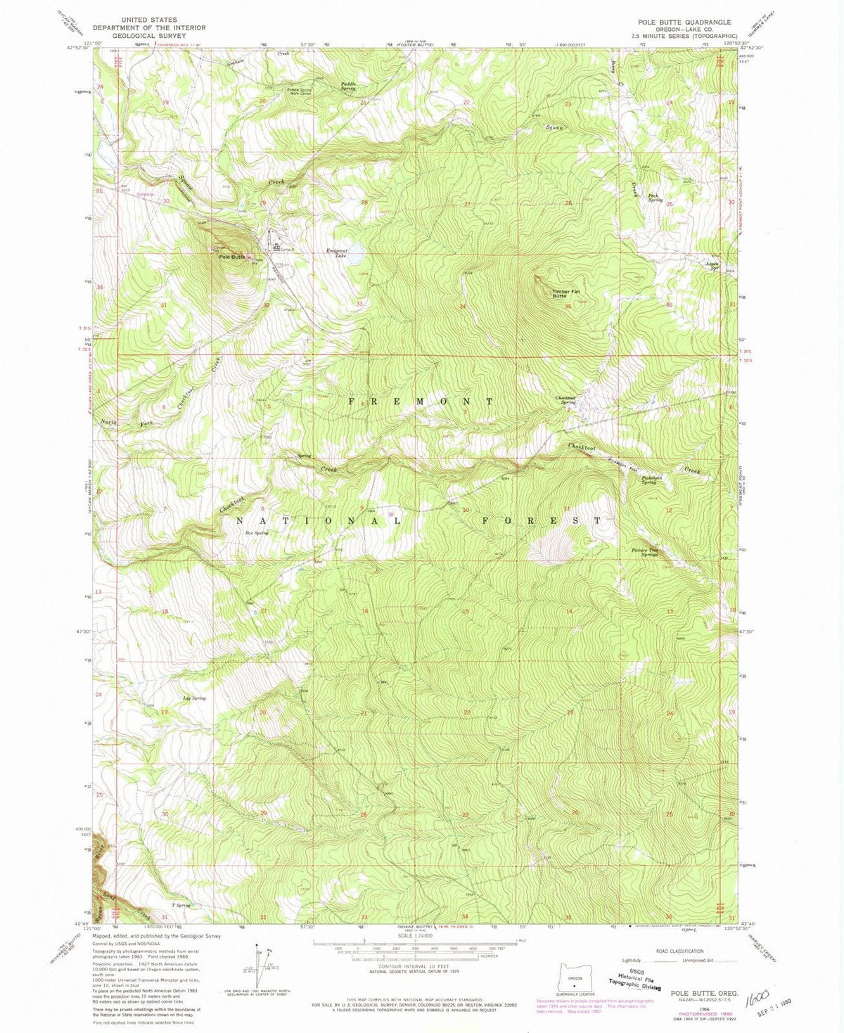 1966 Pole Butte, OR - Oregon - USGS Topographic Map