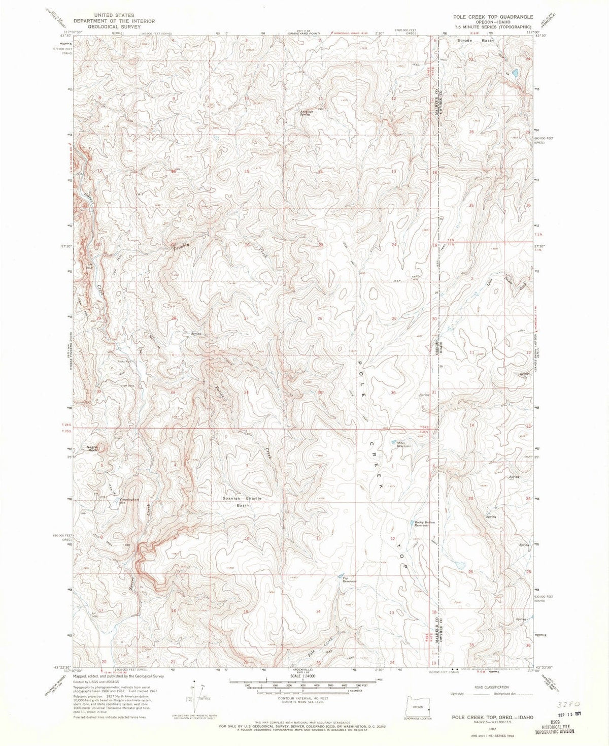 1967 Pole Creek Top, OR - Oregon - USGS Topographic Map