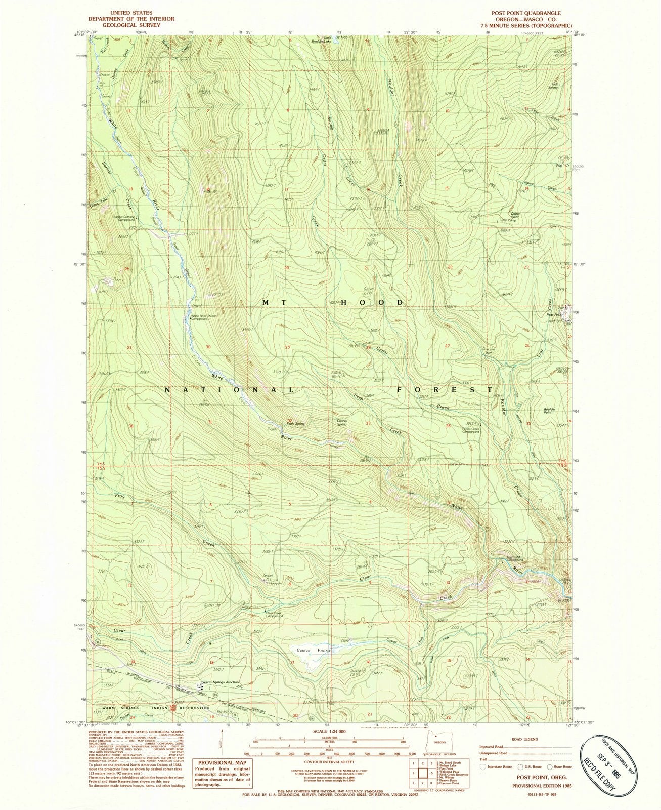1985 Post Point, OR - Oregon - USGS Topographic Map