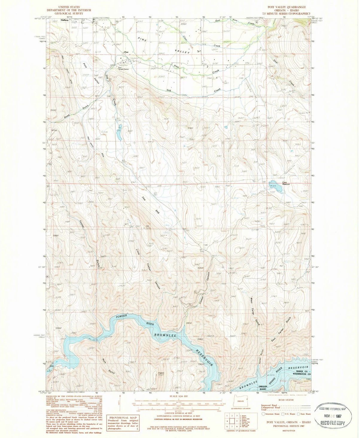 1987 Posy Valley, OR - Oregon - USGS Topographic Map