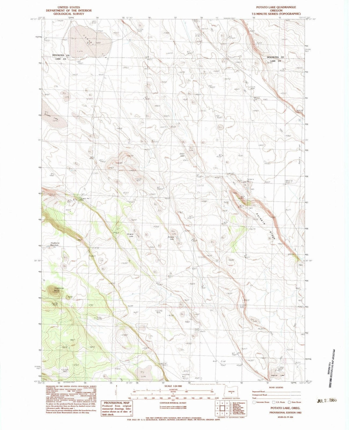 1983 Potato Lake, OR - Oregon - USGS Topographic Map