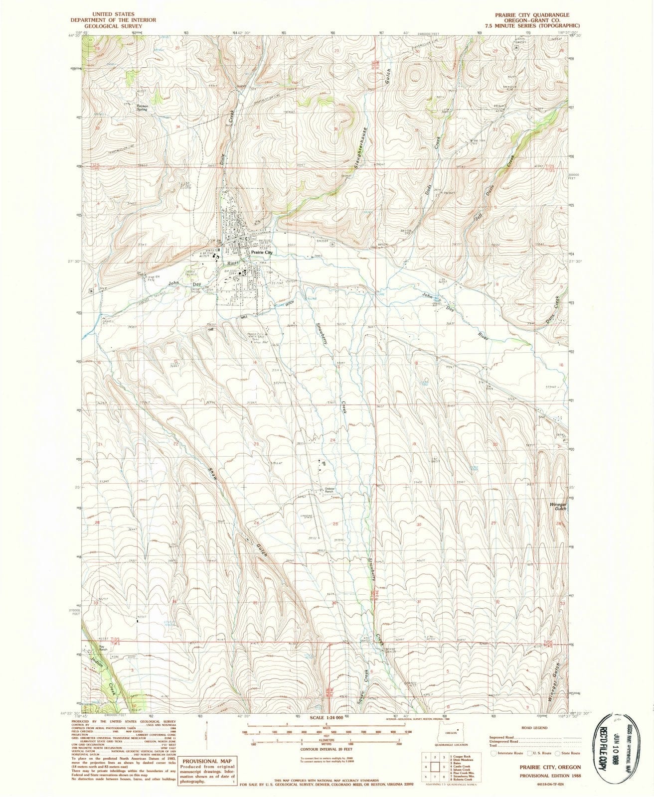1988 Prairie City, OR - Oregon - USGS Topographic Map