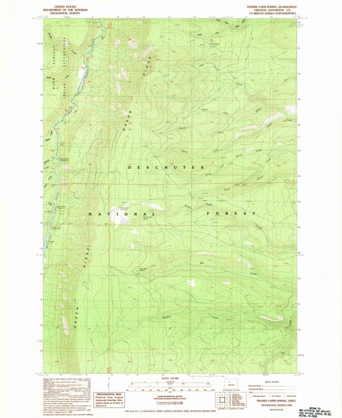 1988 Prairie Farm Spring, OR - Oregon - USGS Topographic Map