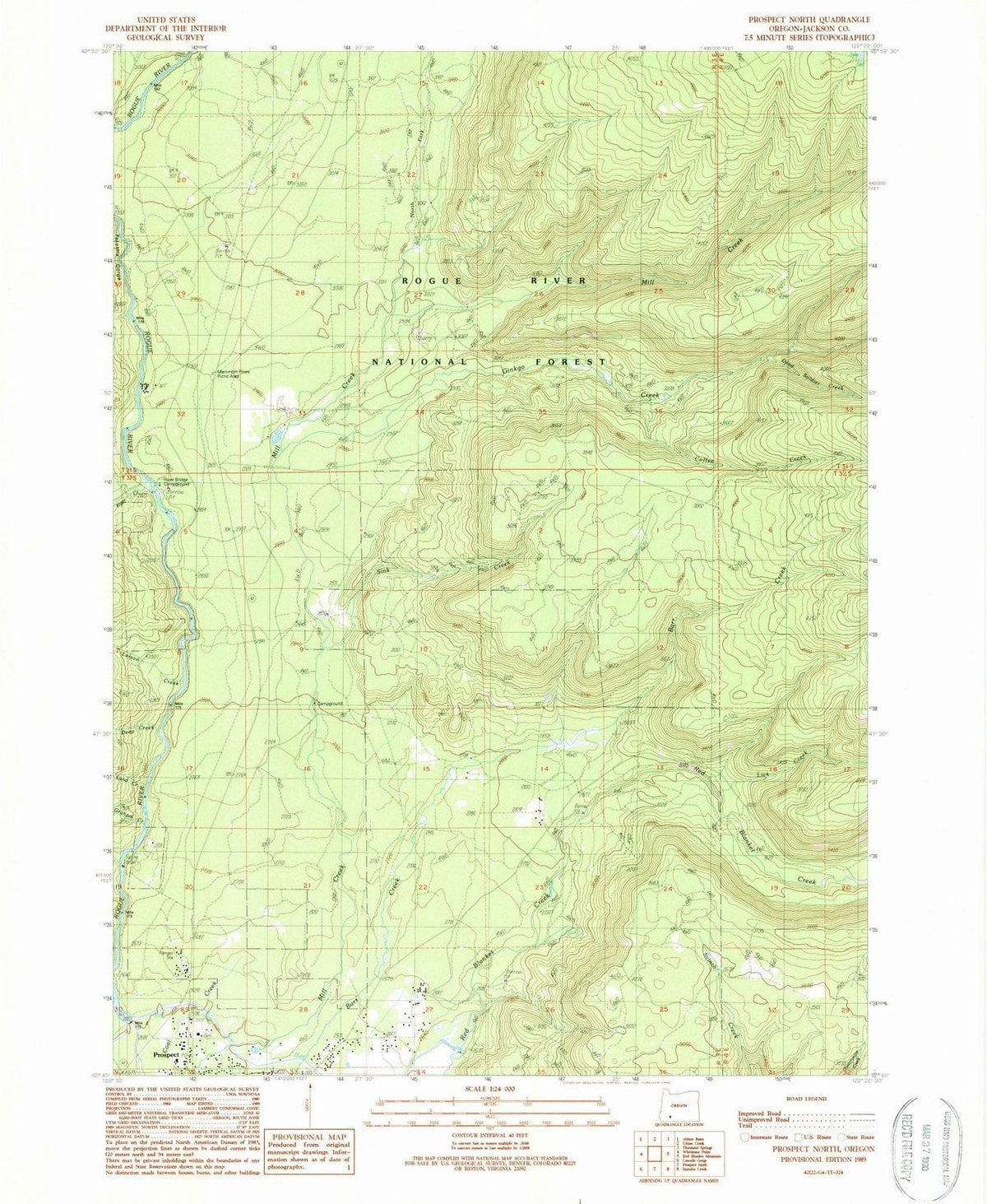 1989 Prospect North, OR - Oregon - USGS Topographic Map