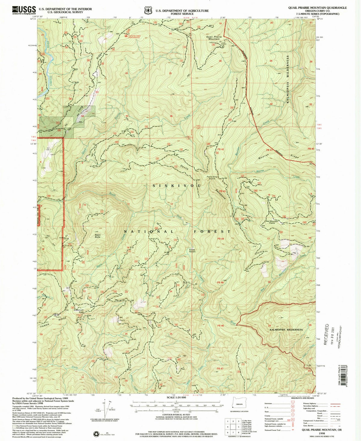 1998 Quail Prairie Mountain, OR - Oregon - USGS Topographic Map