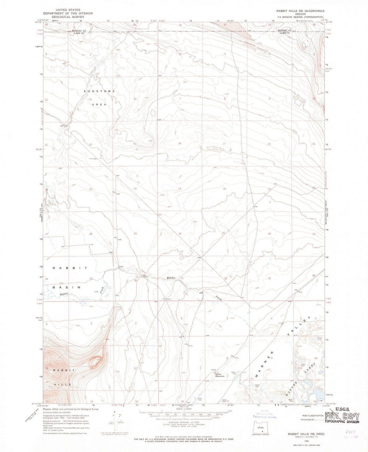 1966 Rabbit Hills, OR - Oregon - USGS Topographic Map