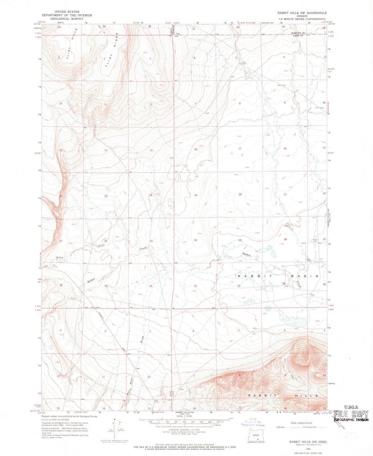 1966 Rabbit Hills, OR - Oregon - USGS Topographic Map v2