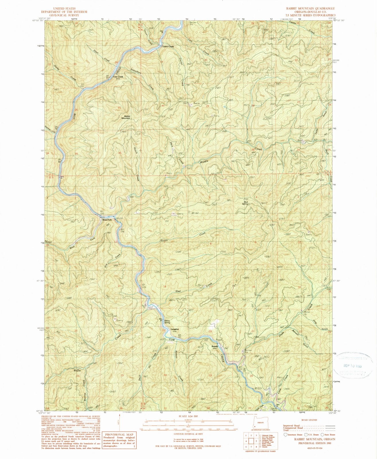 1990 Rabbit Mountain, OR - Oregon - USGS Topographic Map