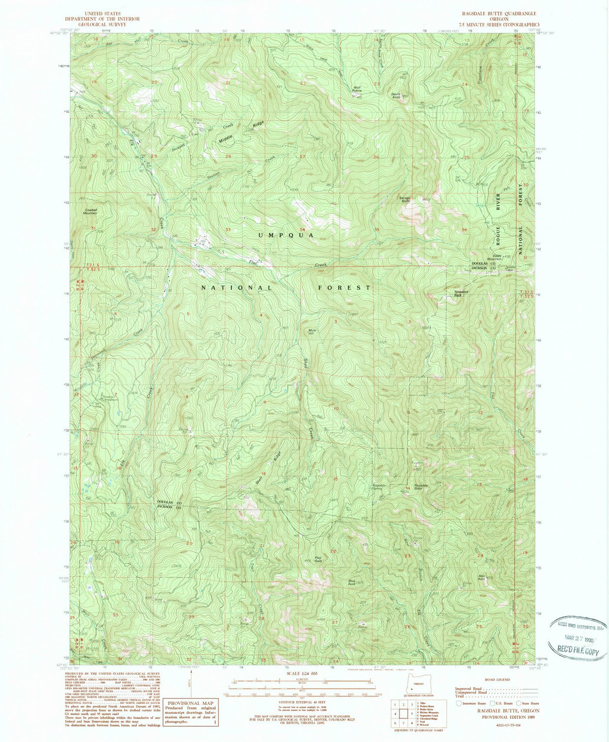 1989 Ragsdale Butte, OR - Oregon - USGS Topographic Map