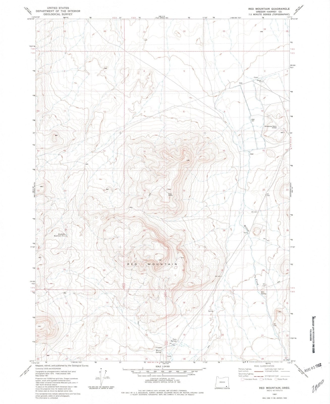 1981 Red Mountain, OR - Oregon - USGS Topographic Map