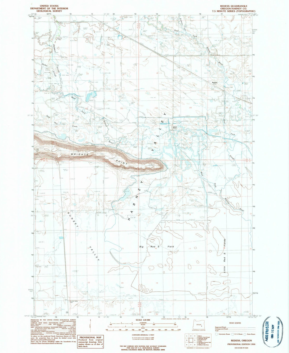 1990 Redess, OR - Oregon - USGS Topographic Map