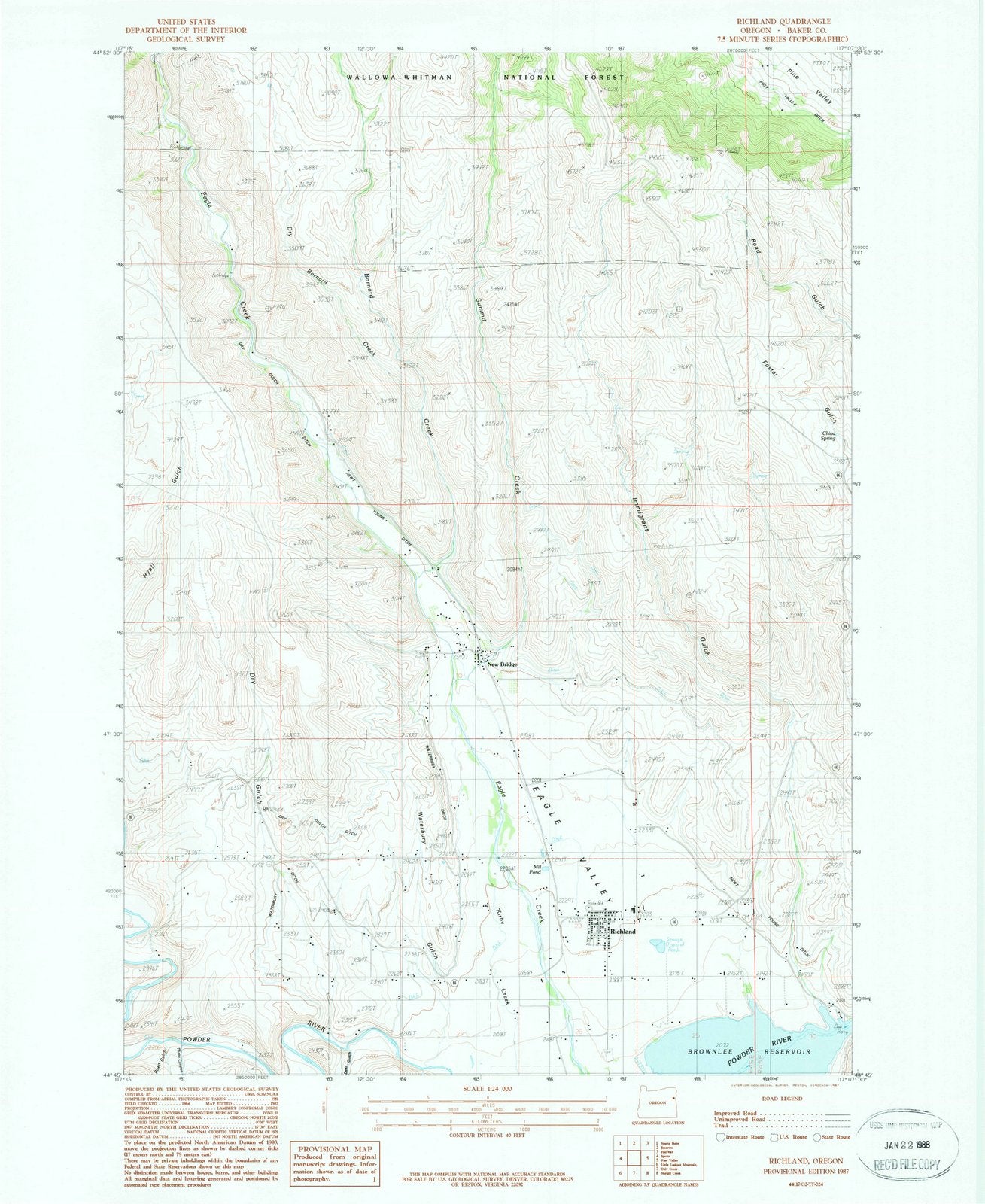 1987 Richland, OR - Oregon - USGS Topographic Map