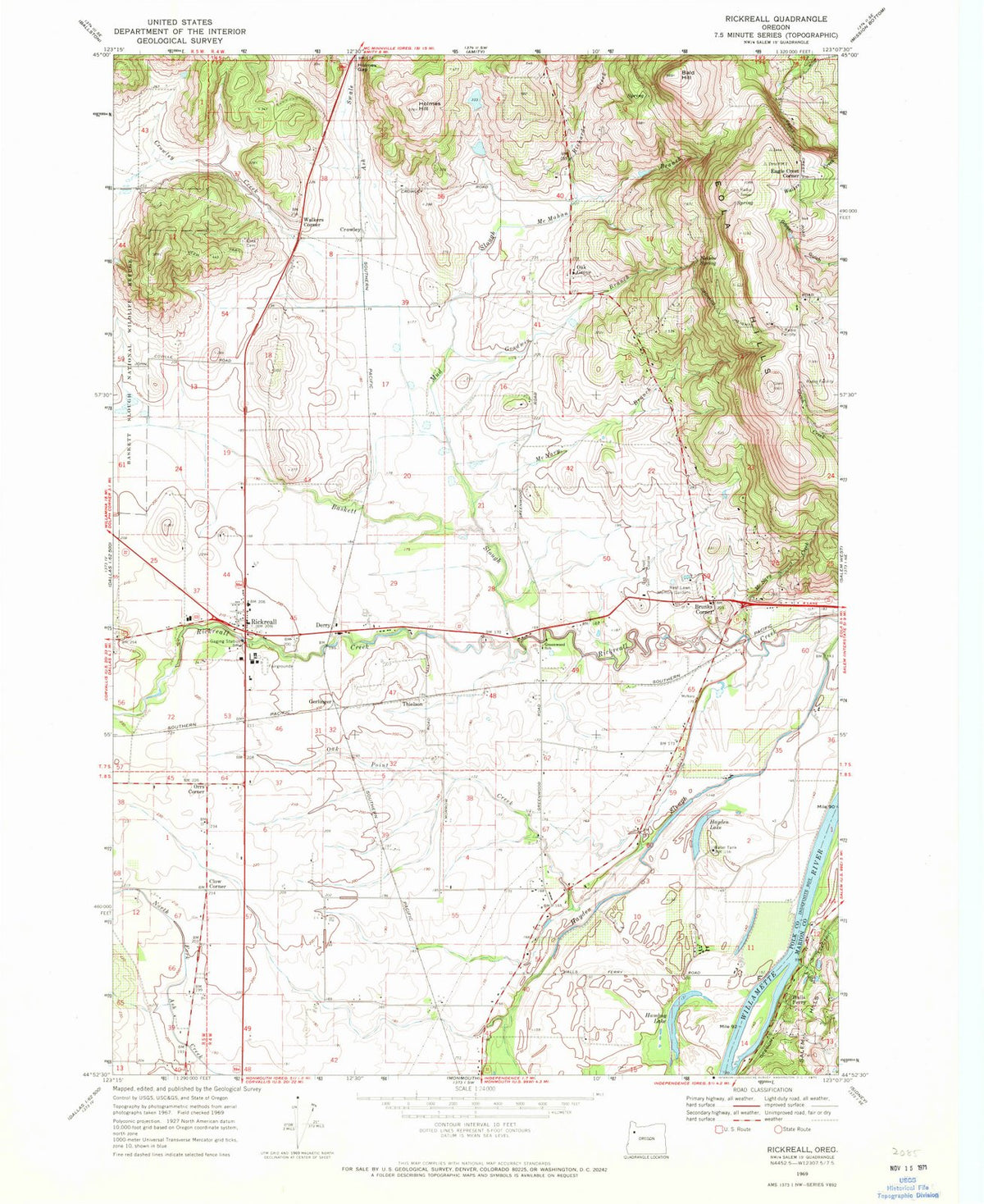 1969 Rickreall, OR - Oregon - USGS Topographic Map