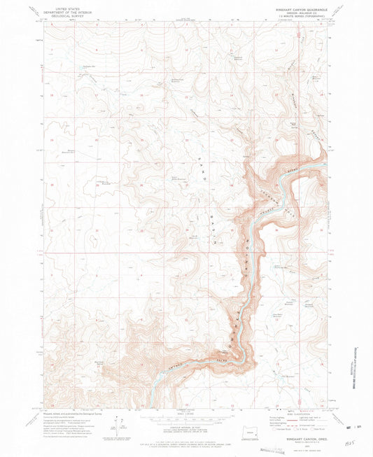 1972 Rinehart Canyon, OR - Oregon - USGS Topographic Map