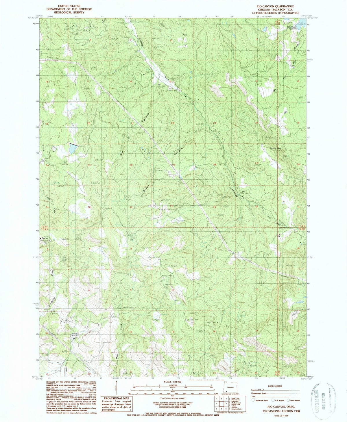 1988 Rio Canyon, OR - Oregon - USGS Topographic Map