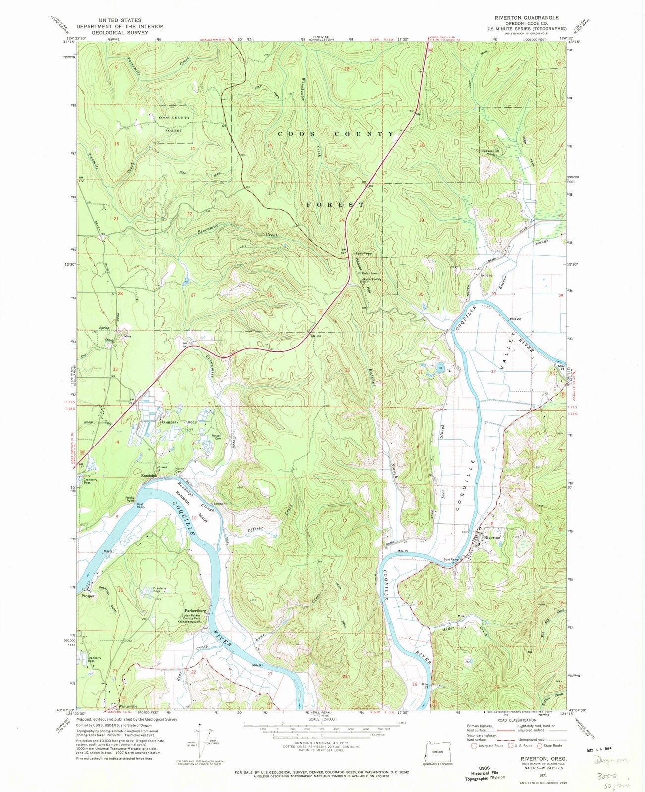 1971 Riverton, OR - Oregon - USGS Topographic Map