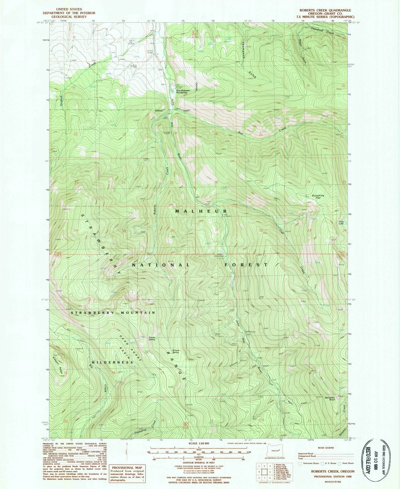 1988 Roberts Creek, OR - Oregon - USGS Topographic Map