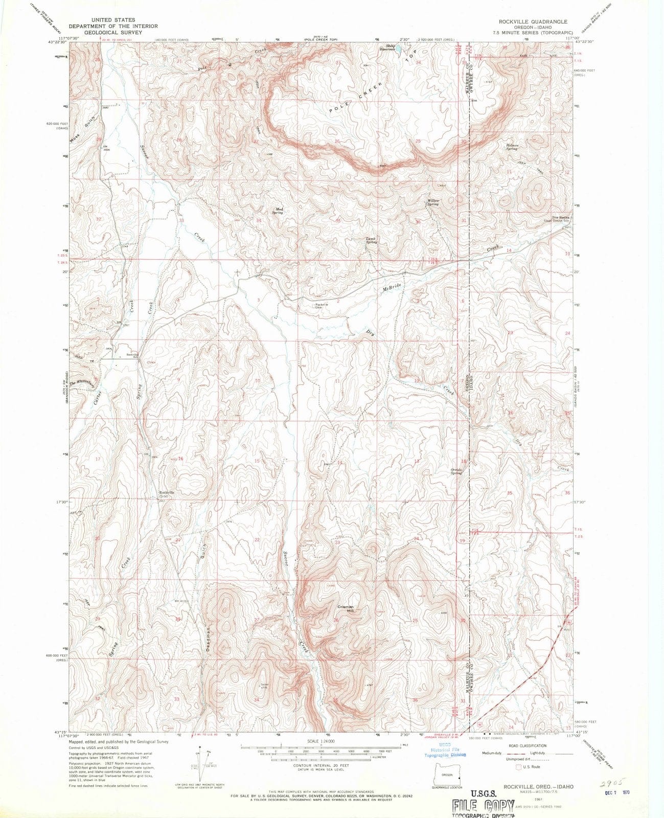 1967 Rockville, OR - Oregon - USGS Topographic Map
