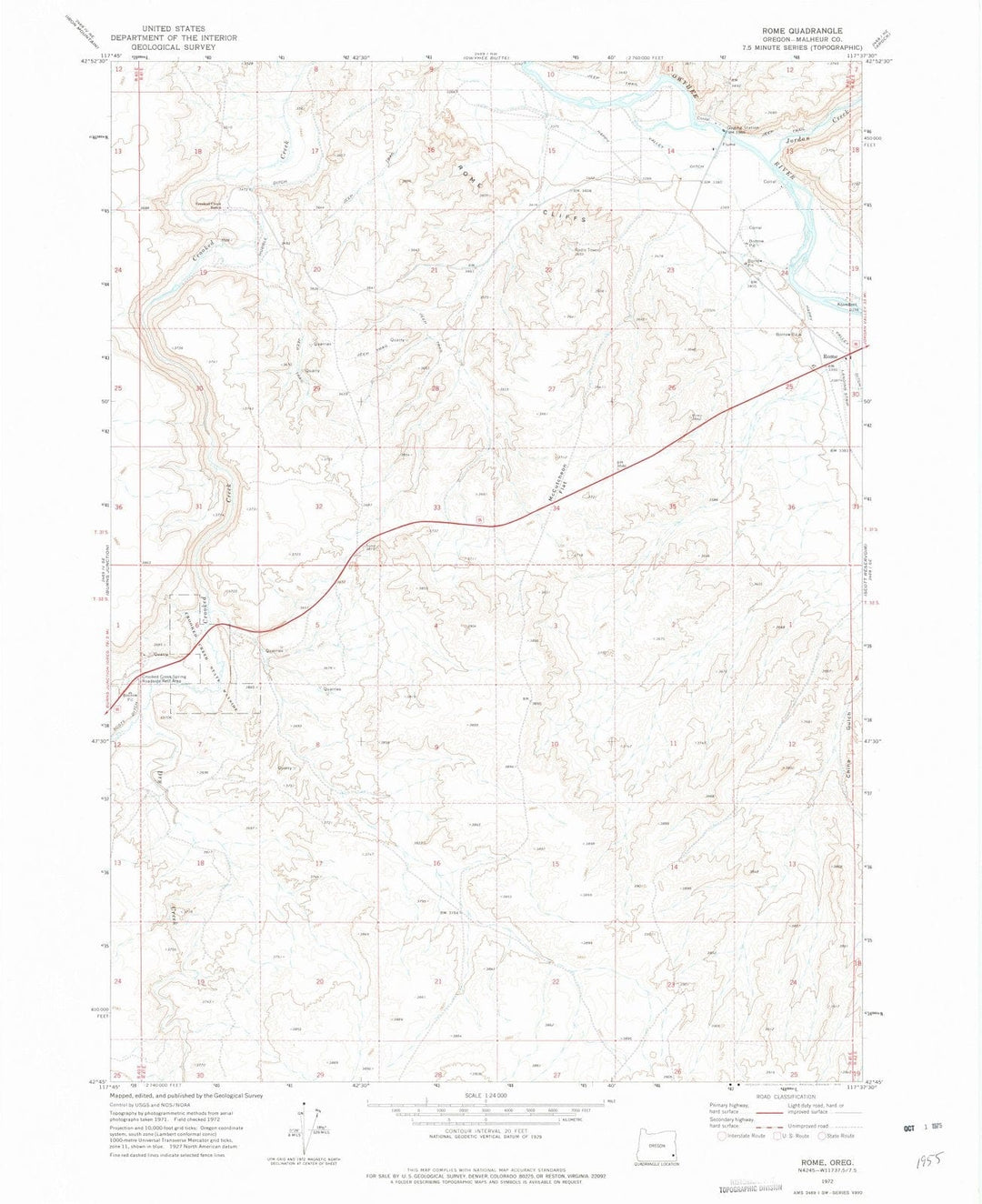 1972 Rome, OR - Oregon - USGS Topographic Map