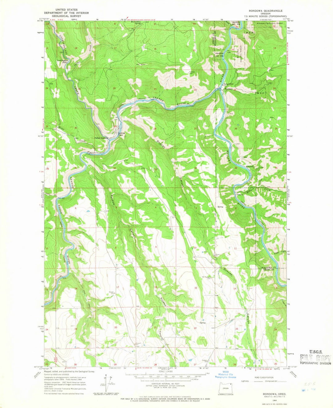 1964 Rondowa, OR - Oregon - USGS Topographic Map