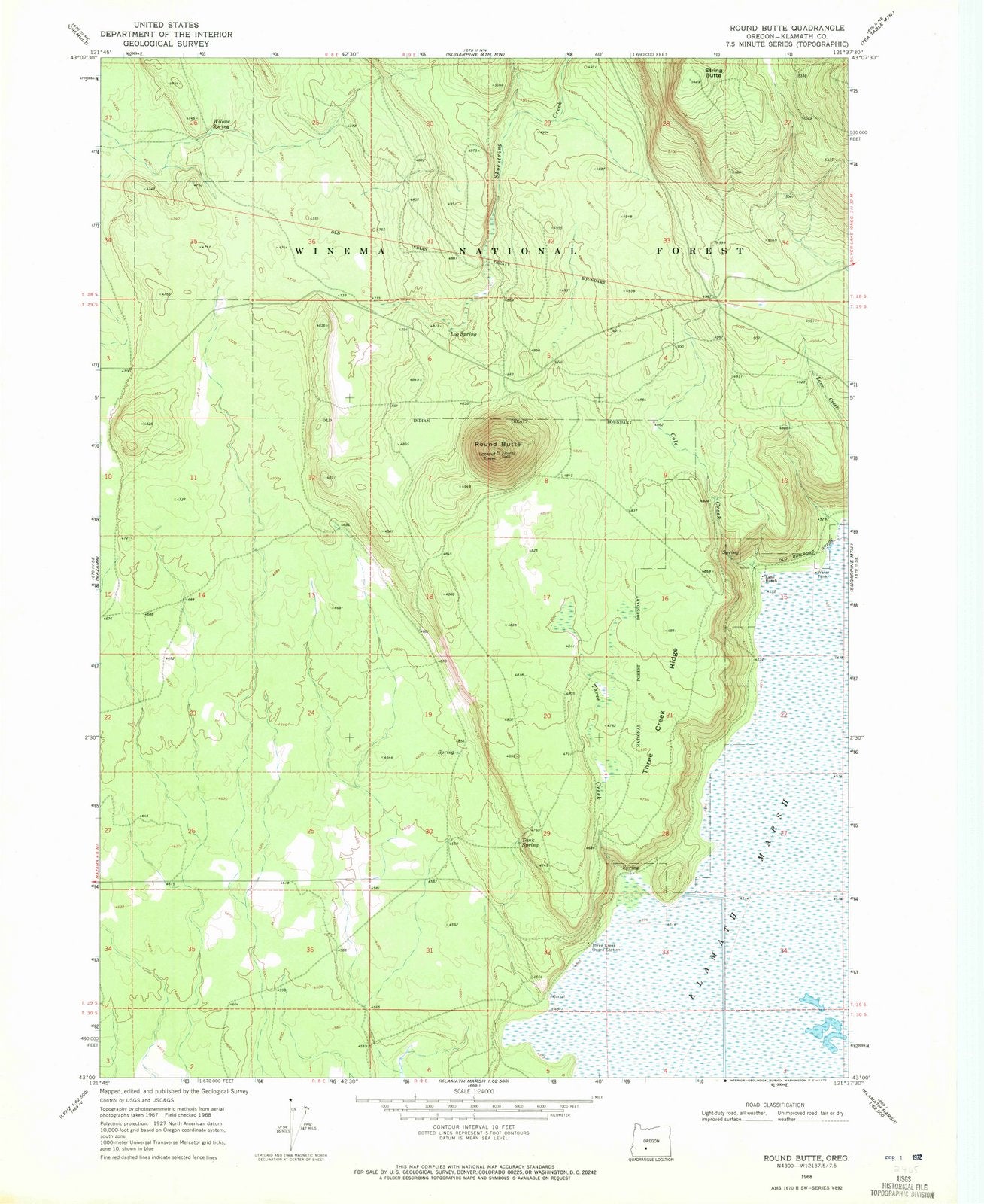 1968 Round Butte, OR - Oregon - USGS Topographic Map