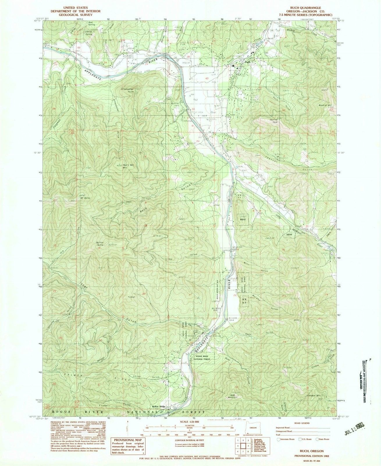 1983 Ruch, OR - Oregon - USGS Topographic Map