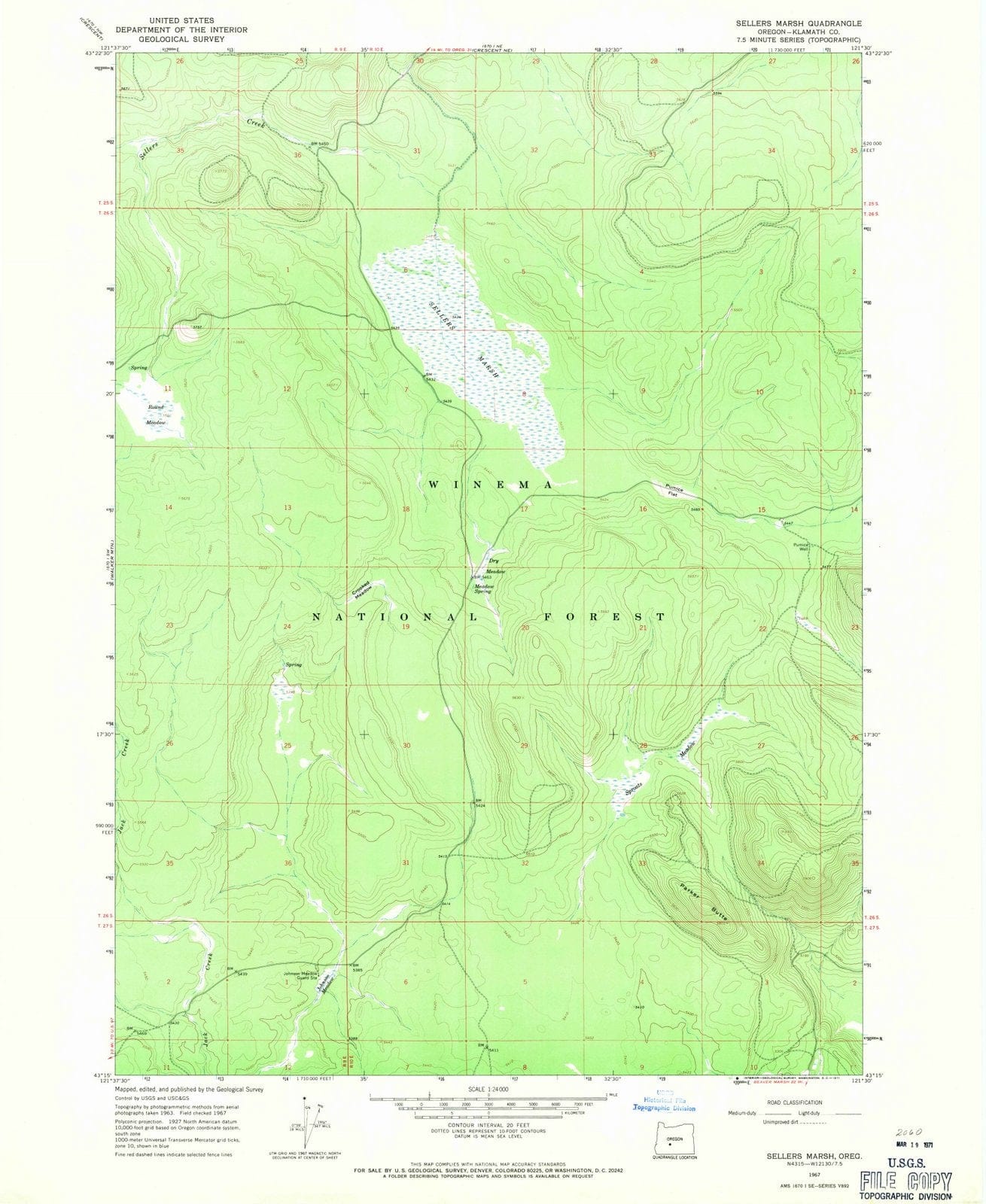 1967 Sellers Marsh, OR - Oregon - USGS Topographic Map