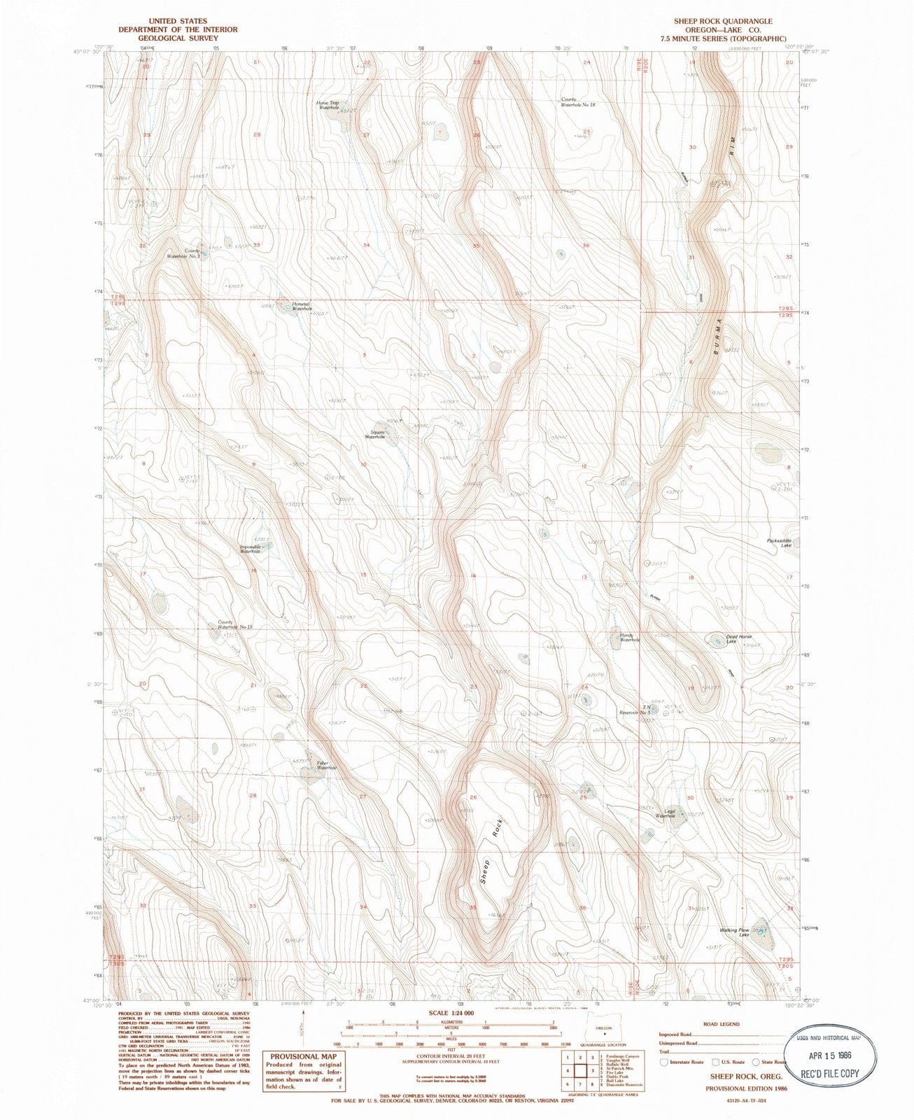 1986 Sheep Rock, OR - Oregon - USGS Topographic Map