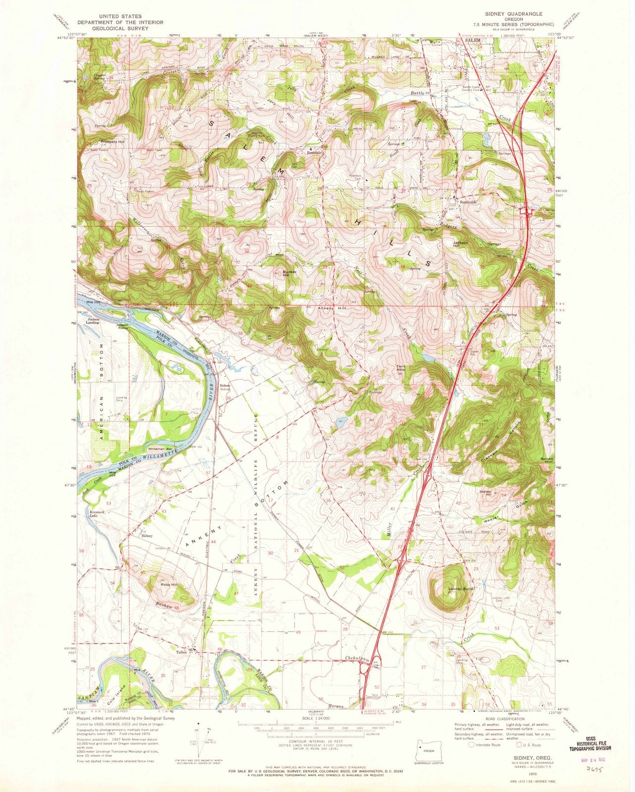 1970 Sidney, OR - Oregon - USGS Topographic Map