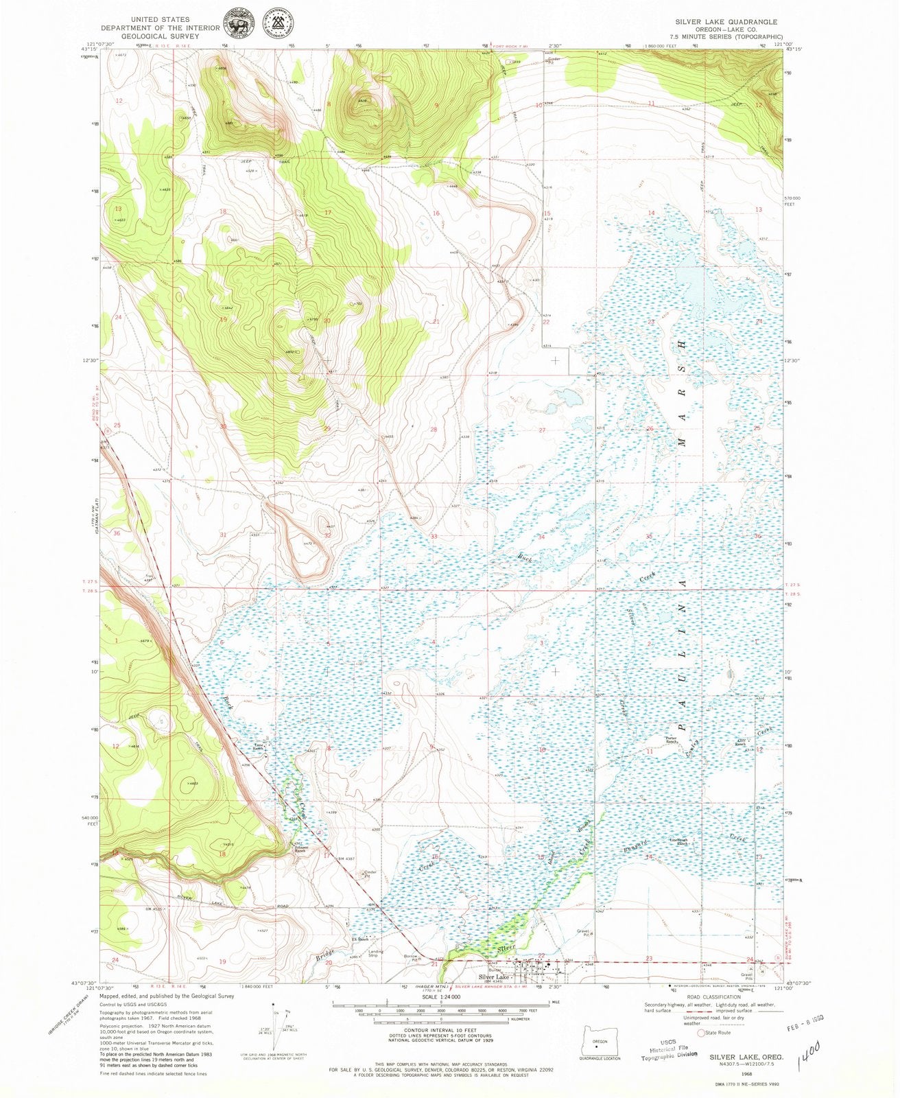 1968 Silver Lake, OR - Oregon - USGS Topographic Map
