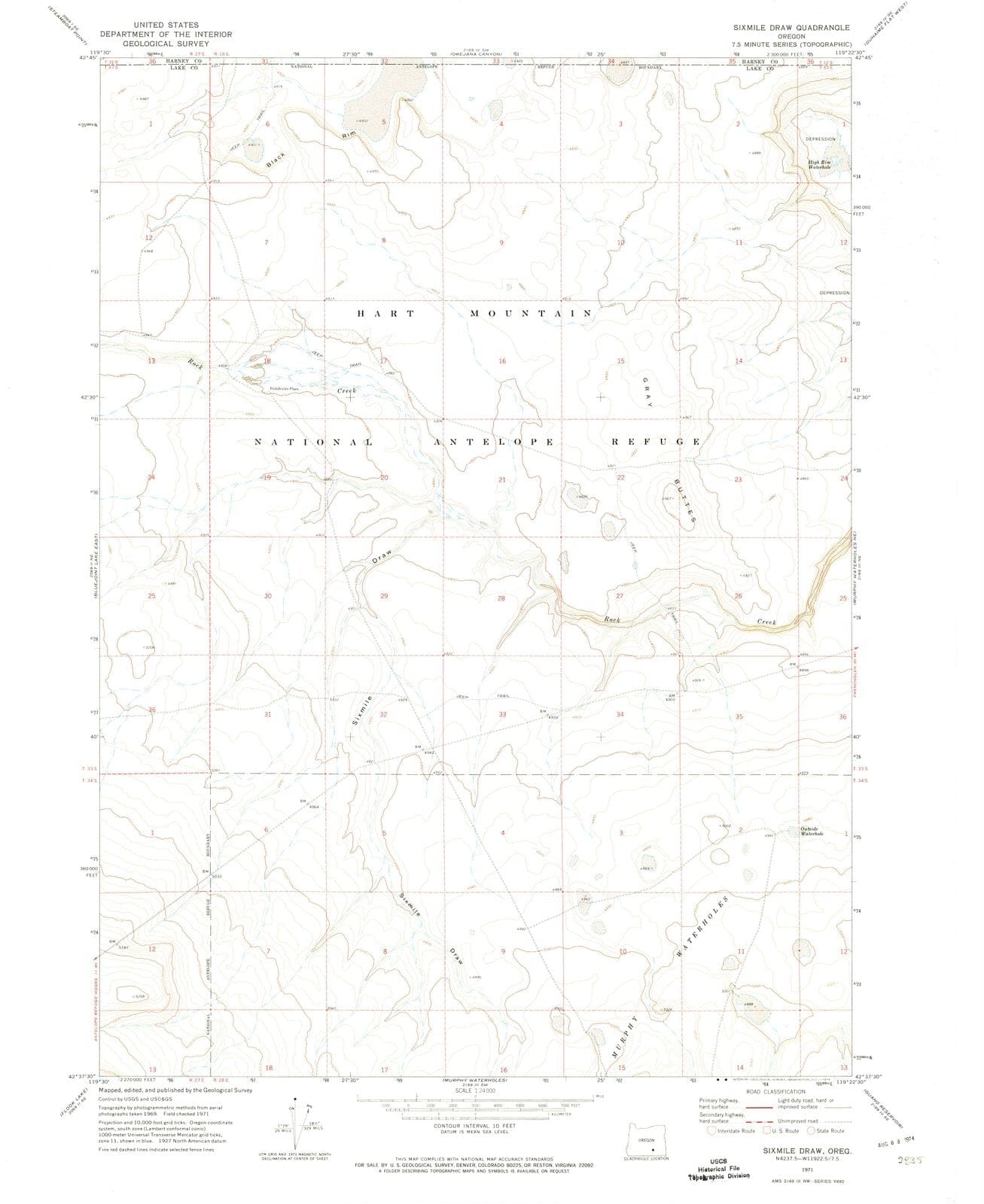1971 Sixmileraw, OR - Oregon - USGS Topographic Map