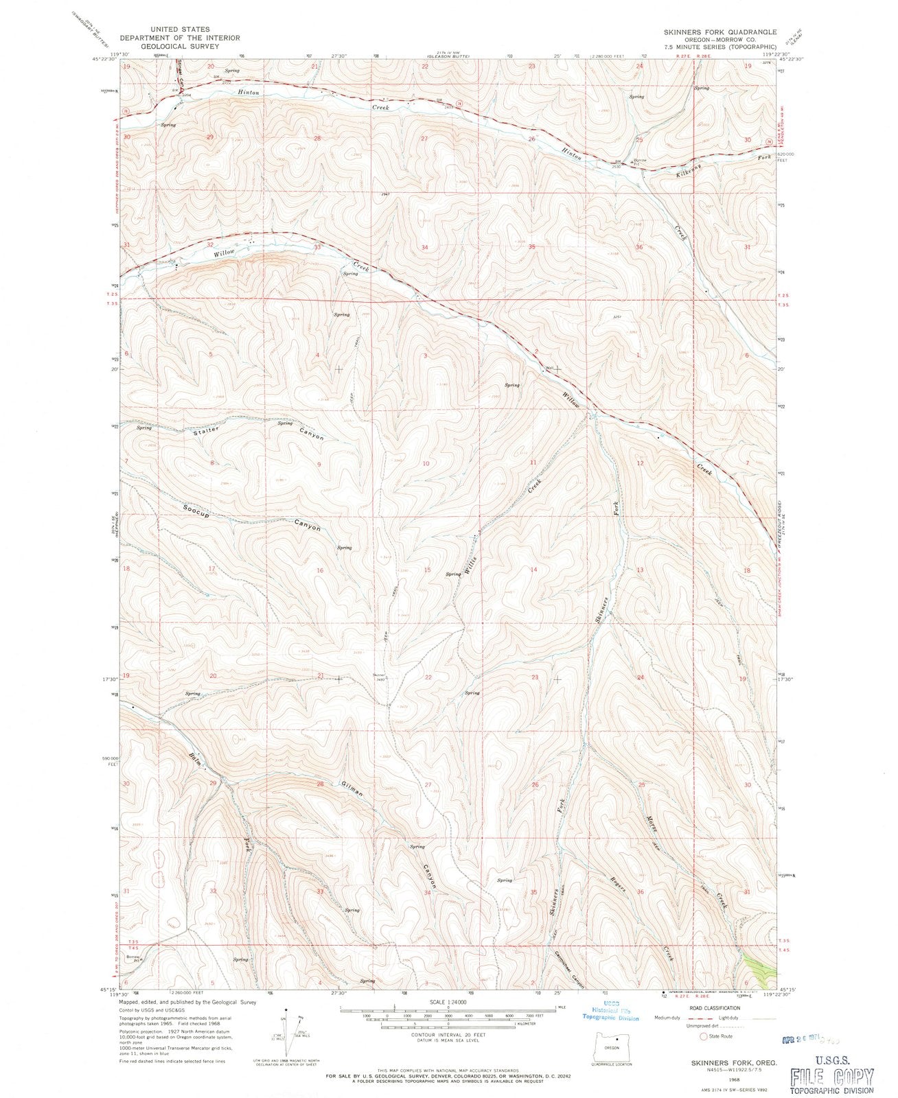 1968 Skinners Fork, OR - Oregon - USGS Topographic Map