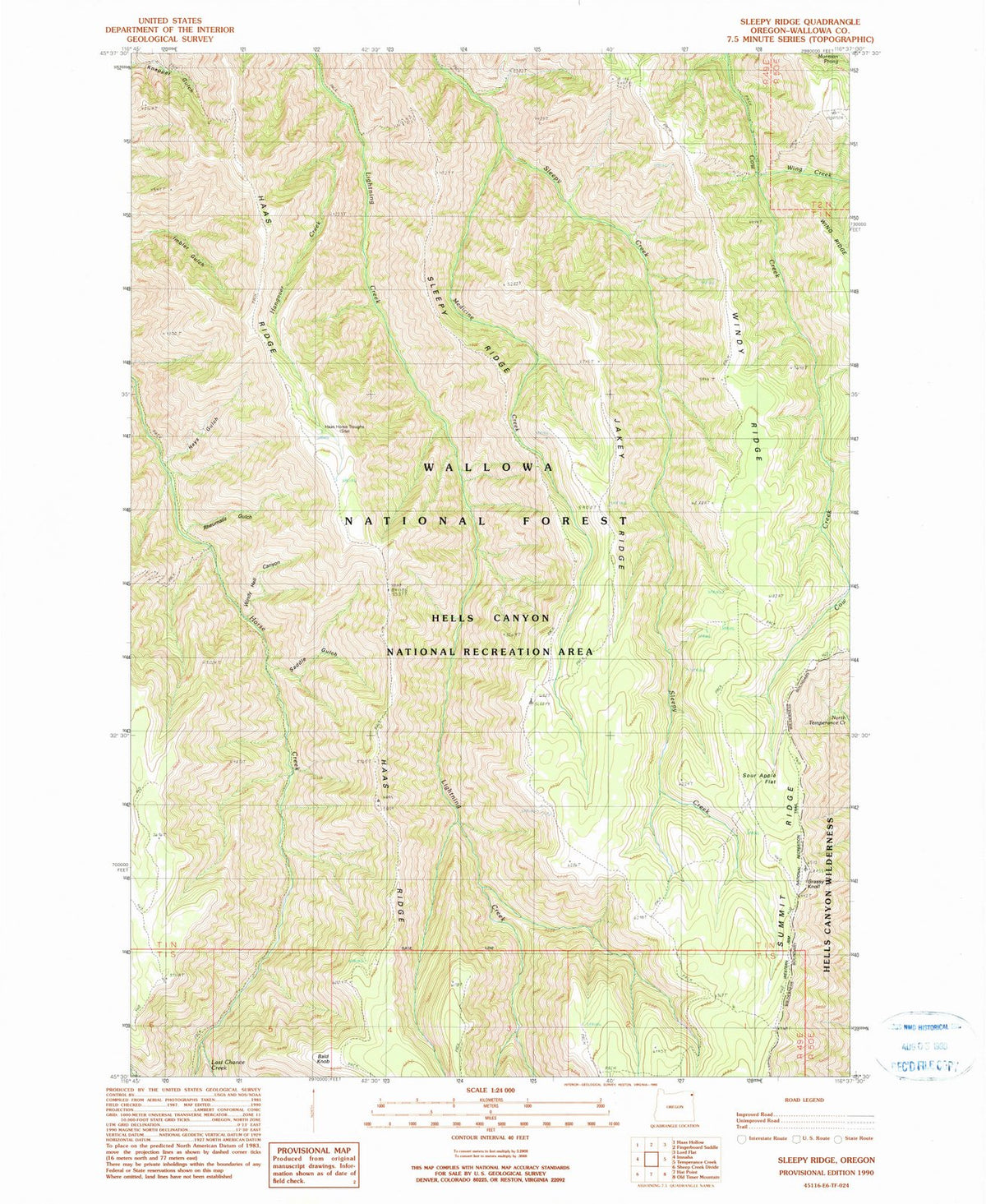 1990 Sleepy Ridge, OR - Oregon - USGS Topographic Map