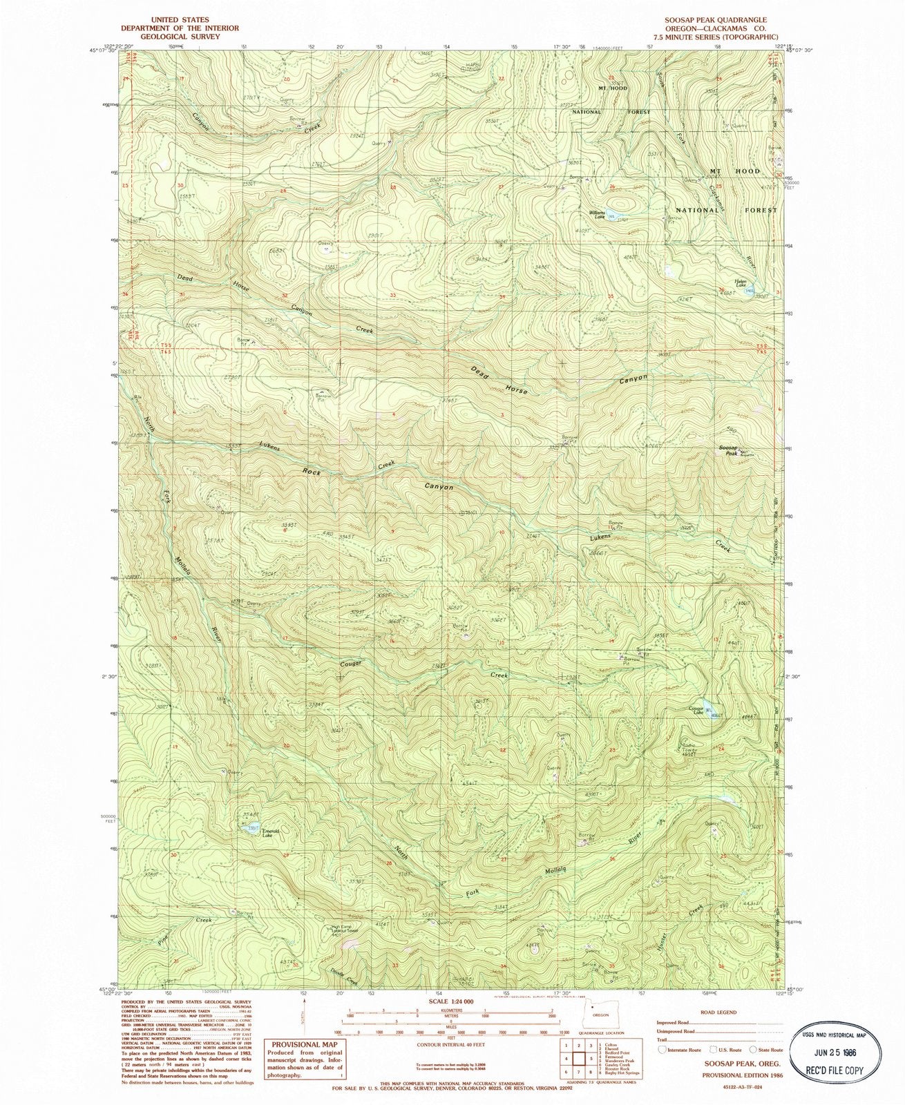 1986 Soosap Peak, OR - Oregon - USGS Topographic Map