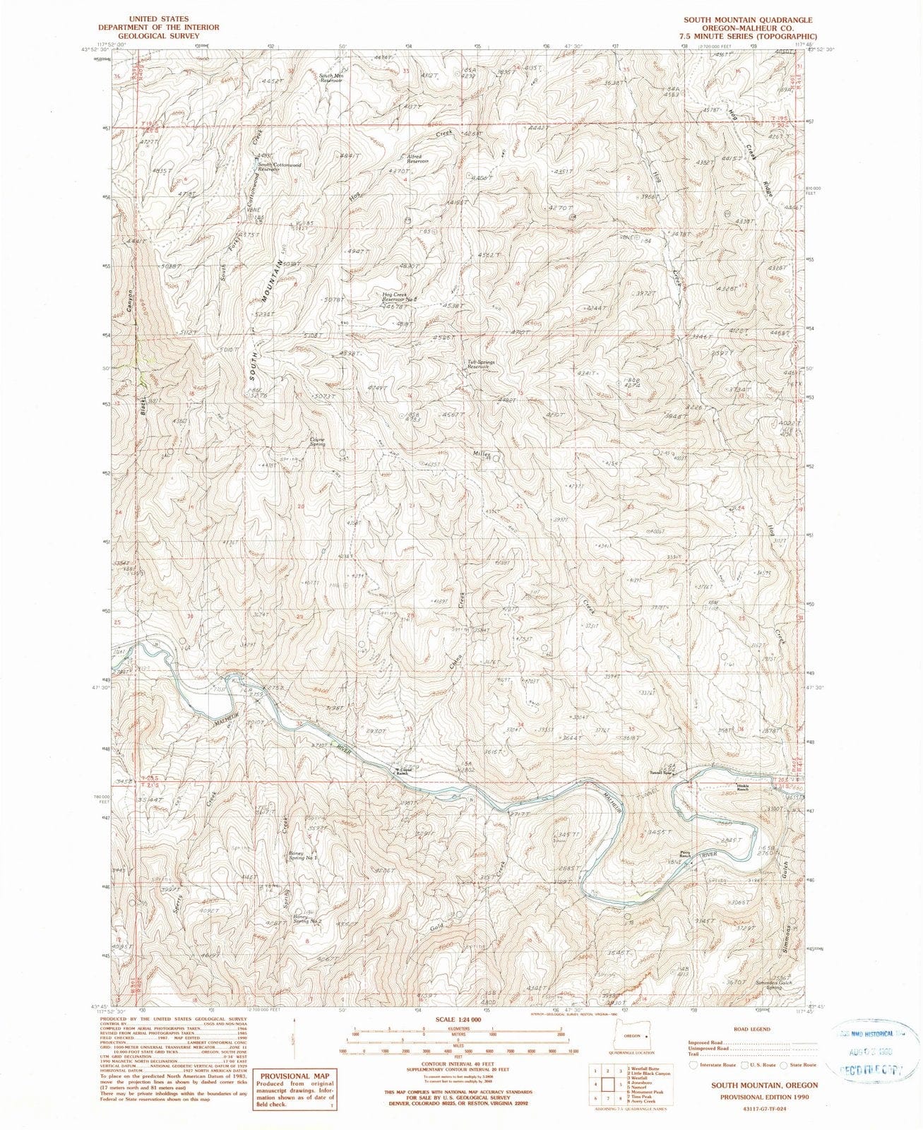 1990 South Mountain, OR - Oregon - USGS Topographic Map