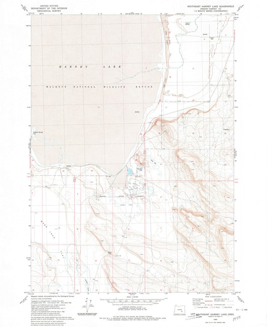1980 Southeast Harney Lake, OR - Oregon - USGS Topographic Map