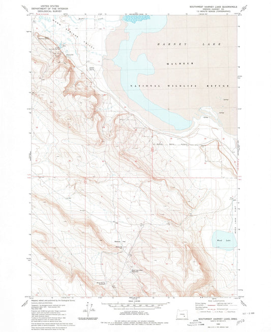 1980 Southwest Harney Lake, OR - Oregon - USGS Topographic Map
