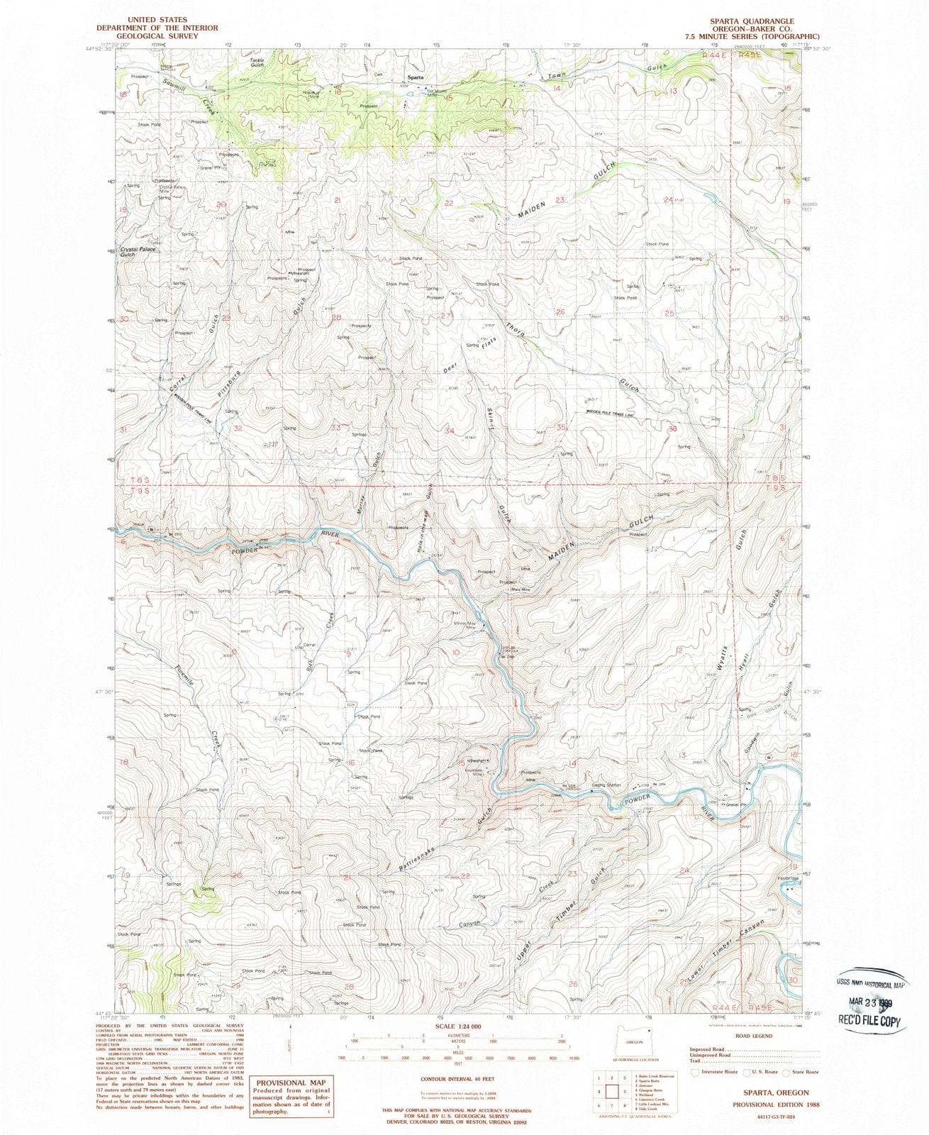 1988 Sparta, OR - Oregon - USGS Topographic Map