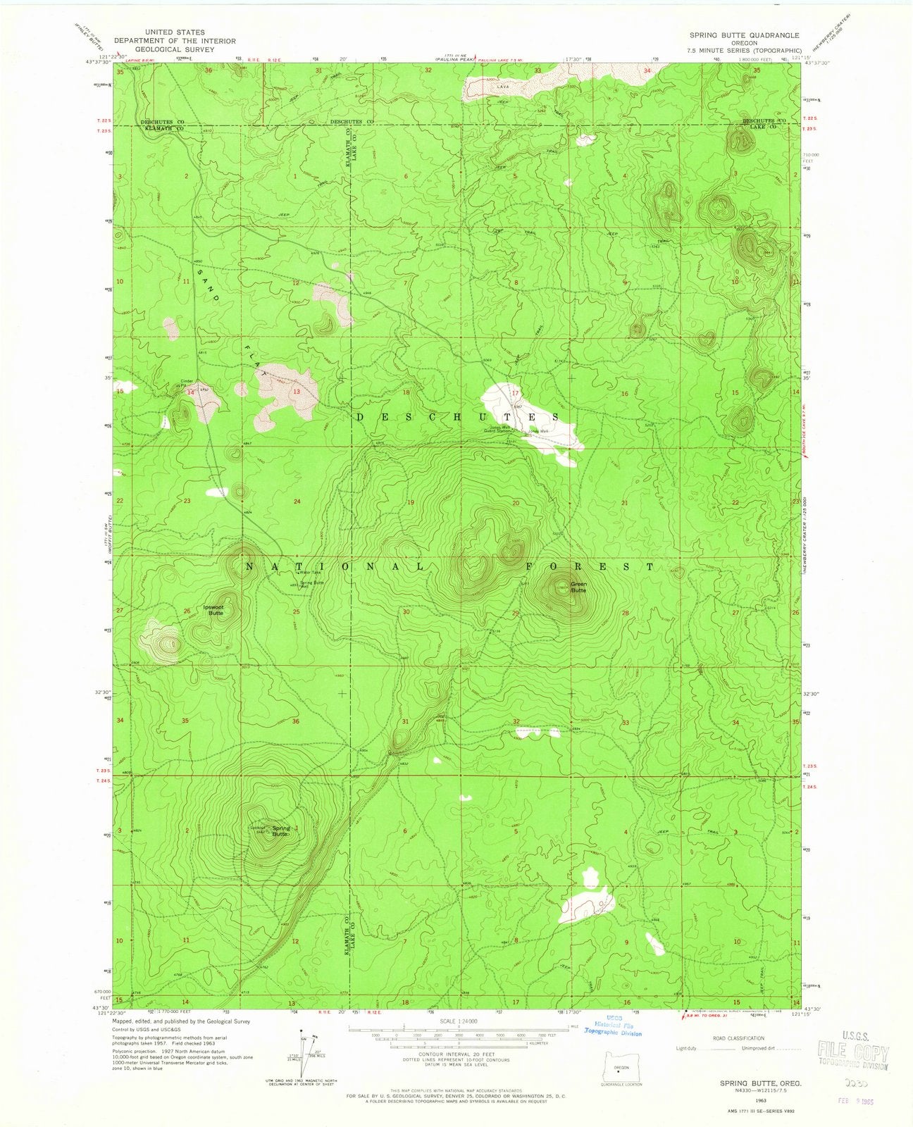 1963 Spring Butte, OR - Oregon - USGS Topographic Map