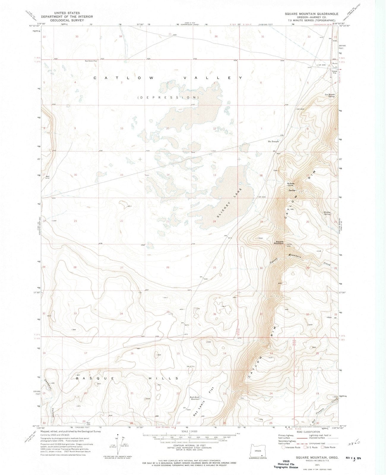 1971 Square Mountain, OR - Oregon - USGS Topographic Map