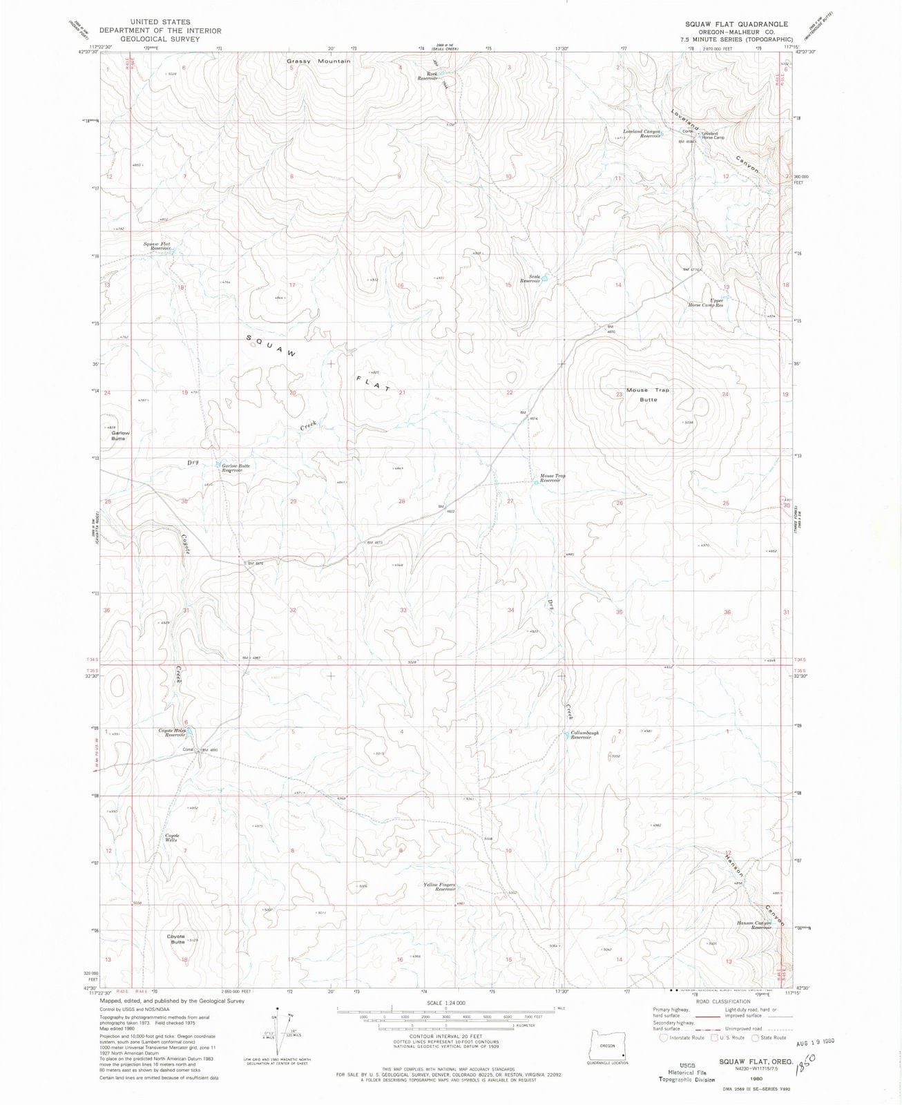 1980 Squaw Flat, OR - Oregon - USGS Topographic Map
