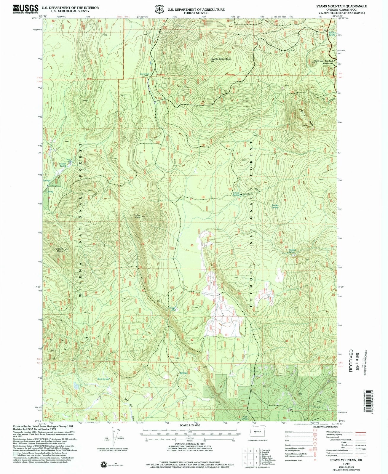 1999 Stams Mountain, OR - Oregon - USGS Topographic Map