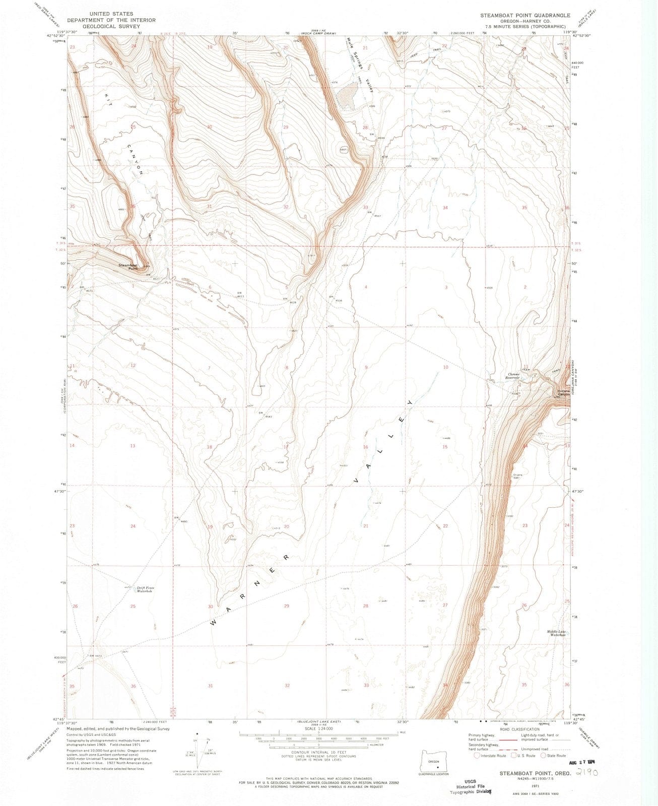 1971 Steamboat Point, OR - Oregon - USGS Topographic Map